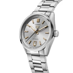 TAG Heuer Carrera Date Silver Dial angled view