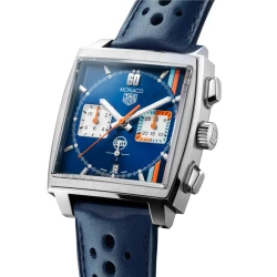 TAG Heuer Special Edition Monaco X Gulf Automatic Chronograph Blue Dial Strap Watch - 39mm