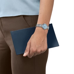 Tissot Bellissima 26mm Blue Mother-of-Pearl on female models wrist