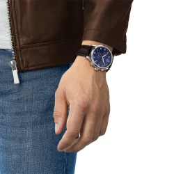 Tissot Chrono XL Classic 45mm Blue Dial Strap Watch on male models wrist