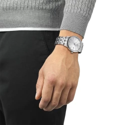 Tissot Classic Dream 42mm Silver Dial Watch on a male models wrist