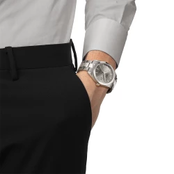 Tissot Gentleman 40mm Grey Dial Watch on male models wrist