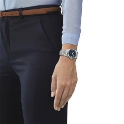 Tissot PRX 35mm Blue Dial Watch on models wrist