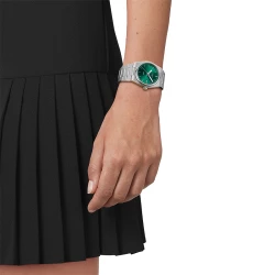 Tissot PRX 35mm Green Dial Watch on models wrist