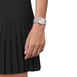 Tissot PRX 35mm Silver Dial Watch on models wrist