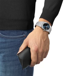 Tissot PRX 40mm Blue Dial Watch on male models wrist