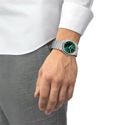 Tissot PRX 40mm Green Dial Watch on male models wrist
