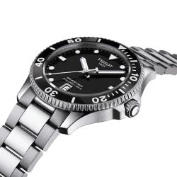 Tissot Seastar 1000 40mm Black Dial Watch angled