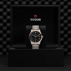 Tudor 1926 41mm Watch with embossed black dial and rose gold detail in presentation box