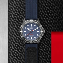 Tudor Pelagos FXD Alinghi Red Bull Racing 42mm long on black and red background