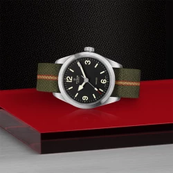 Tudor Ranger Black Dial Fabric Strap Watch - 39mm