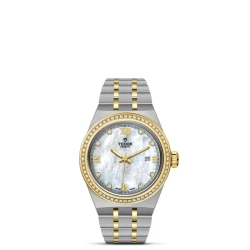 TUDOR Royal Steel & Gold Mother-of-Pearl Diamond Dial & Bezel Bracelet Watch - 28mm