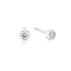 White Gold 0.16ct Diamond Earrings front and side