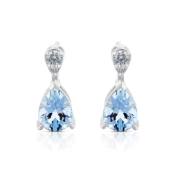 White Gold 1.24 carat Aquamarine and Diamond Earrings