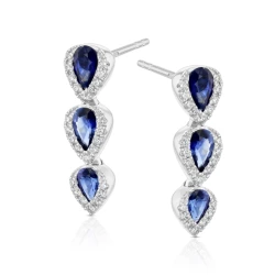 White Gold 1.26ct Sapphire and Diamond Cascade Drop Earrings side