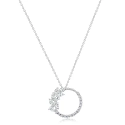 White Gold 1.64ct Diamond Circle Leaf Pendant Necklace