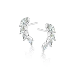 White Gold Cruved 0.88ct Marquise Diamond Earrings side view