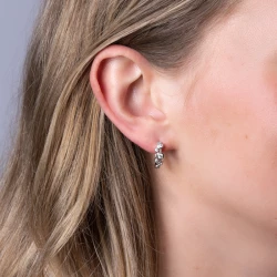 White Gold Diamond Bubble Hoop Earrings varied side angle