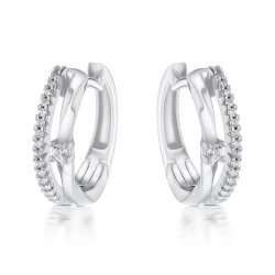 White Gold Diamond Entwined Hoop Earrings Angled views