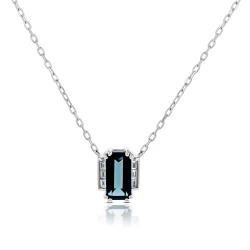 White Gold London Blue Topaz Diamond Necklace close up