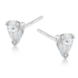 White Gold Pear Cut Diamond Earrings side view