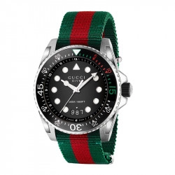 Gucci Dive Collection Black Dial Fabric Strap Watch - 45mm