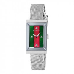Gucci Steel G-Frame Green/Red/Green Mother-of-Pearl Dial Watch - 21 x 34mm