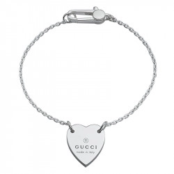 Gucci Silver Trademark Heart Bracelet - 7.25"