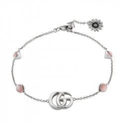 Gucci Silver & Pink Mother-of-Pearl Marmont Collection GG Bracelet
