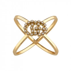 Gucci 18ct Yellow Gold & Diamond Running G Collection "X" Ring