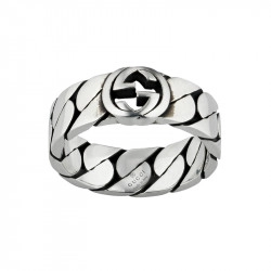 Gucci Silver Wide Interlocking Collection "Chain" Ring - 6mm