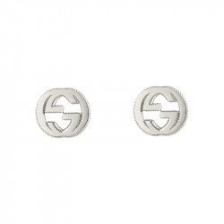 Gucci Silver Interlocking Collection Textured Stud Earrings