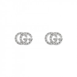 Gucci 18ct White Gold & Diamond Running G Collection Stud Earrings