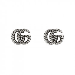 Gucci Aged Silver GG Marmont Collection Stud Earrings