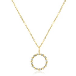 Yellow Gold 0.20ct Diamond Circle Necklace