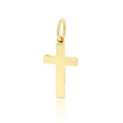 Yellow Gold 20mm Solid Cross Pendant Angled