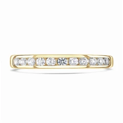 Yellow Gold and Diamond Channel Set Wedding Ring flat view showing diamonds