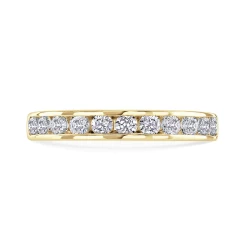 Yellow Gold and Diamond Channel Set Wedding Ring view of diamonds straight on