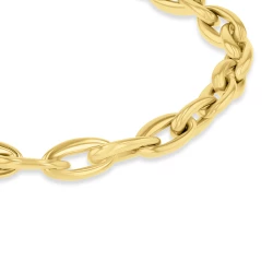Yellow Gold Oval Link Chain Bracelet close up