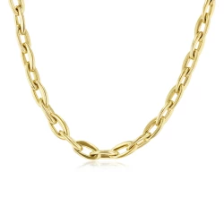 Yellow Gold Oval Link Necklace Close Up