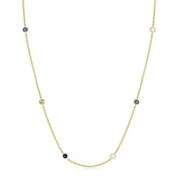Yellow Gold Sapphire & Diamond by the Yard Necklace