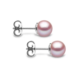 Yoko Classic Collection 18ct White Gold 7-7.5mm Pink Freshwater Pearl Stud Earrings