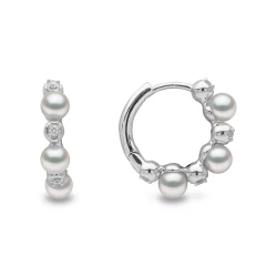 Yoko Eclipse Collection 18ct White Gold Akoya Pearl & Diamond Hoop Earrings