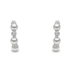 Yoko Eclipse Collection 18ct White Gold Akoya Pearl & Diamond Hoop Earrings