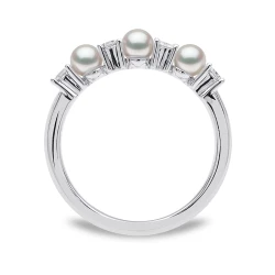 Yoko Eclipse Collection 18ct White Gold Three Akoya Pearl & Diamond Ring
