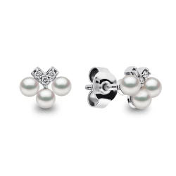 Yoko Sleek Collection 18ct White Gold Akoya Pearl & Diamond Small "V" Stud Earrings