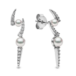 Yoko London Sleek Collection Akoya Pearl & Diamond Drop Style Earrings