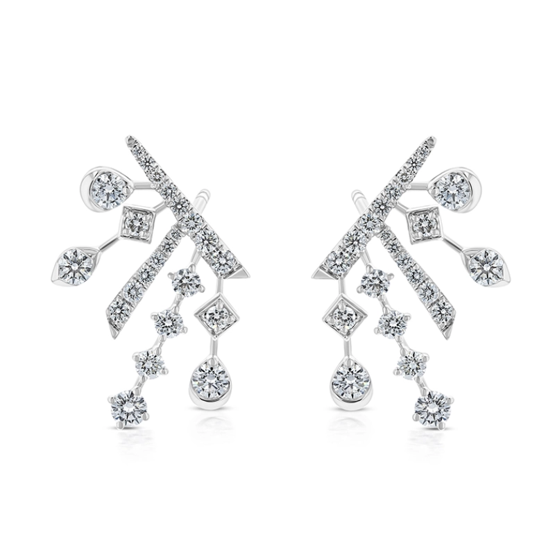 18ct White Gold & Diamond Burst Earrings | Products | Baker Brothers ...