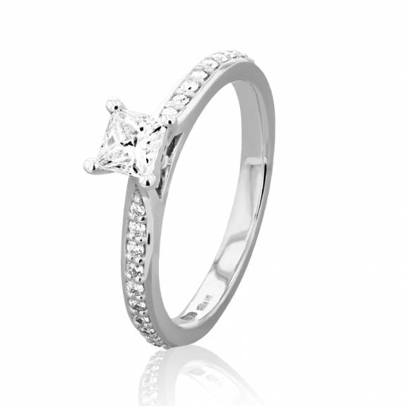 Mae Collection Platinum & Princess Cut Diamond Ring - 0.37ct