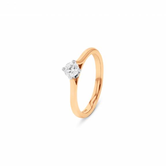 Athena Collection 18ct Rose & White Gold Diamond Solitaire Ring - 0.33ct
